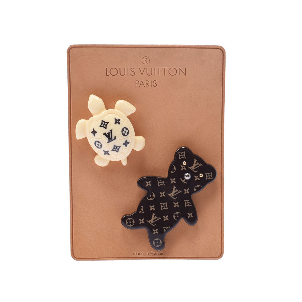 LOUIS VUITTON ルイヴィトン ブロッシュ ヌヌール テディベア/亀 2点セット レアアイテム ダークブラウン/クリーム系 M64939 レディース ブローチ Aランク 中古 