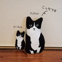 ハチワレ猫の大きいぬいぐるみ（白黒ねこ）