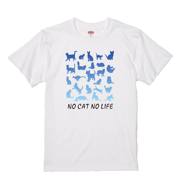 【送料無料】「NO CAT NO LIFE」 猫シルエットＴシャツ （ホワイト）【ゆうパケット送料サービス】