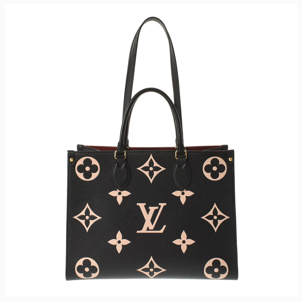 LOUIS VUITTON ルイヴィトン モノグラム アンプラント オンザゴーMM 2WAY 黒/ベージュ M45495 ユニセックス レザー トートバッグ ABランク 中古 