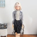 再1110※単品※ストライプの長袖ブラウス※momokoDOLLアウトフィット※1/6ドール服