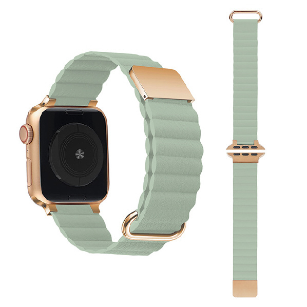 GAACAL Apple Watch Series 1-8/SE1-2(38/40/41mm)用マグネット式PUレザーバンド グリーン W00186GRA