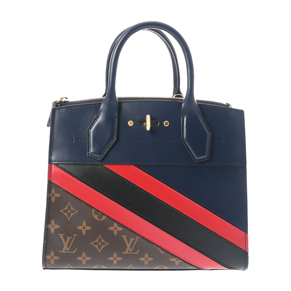 LOUIS VUITTON ルイヴィトン シティスティーマー PM 2WAY ネイビー M55434 レディース モノグラムキャンバス カーフ ハンドバッグ Aランク 中古 