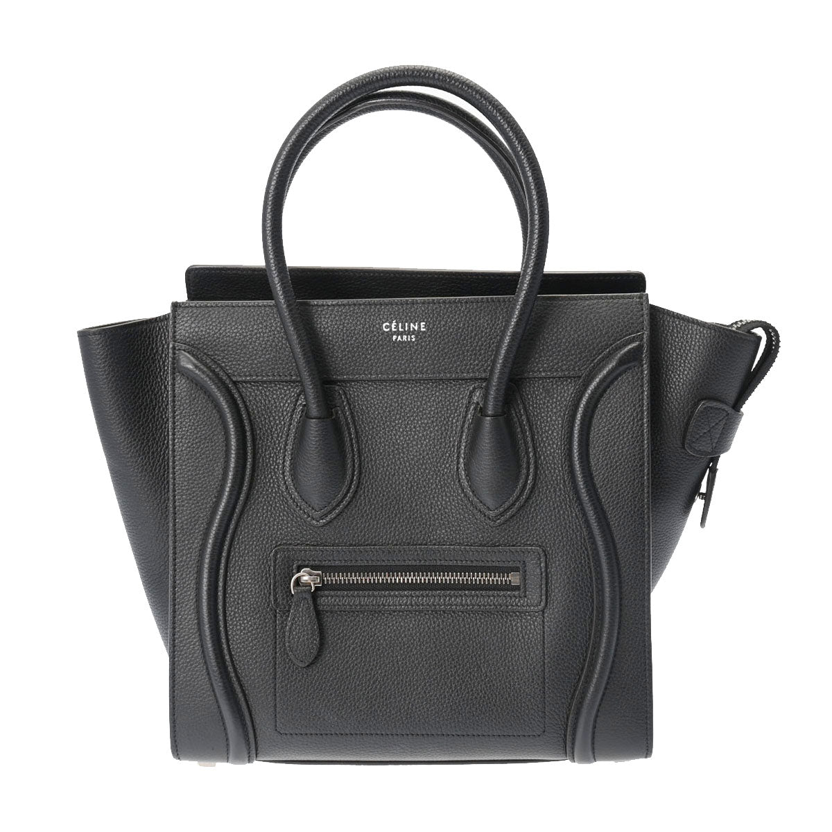 CELINE セリーヌ ラゲージ マイクロショッパー  黒 レディース レザー ハンドバッグ Aランク 中古 