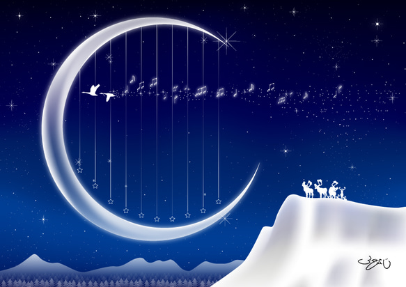 A4イラスト058　Moon Harp