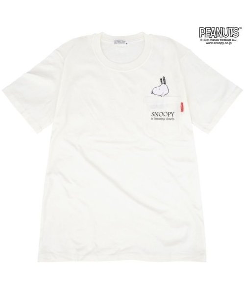 スヌーピー Tシャツ ポケット 半袖 ワンポイント プリントTシャツ SNOOPY PEANUTS