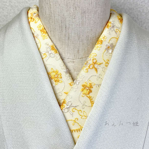 洗える刺繍半衿  リボン