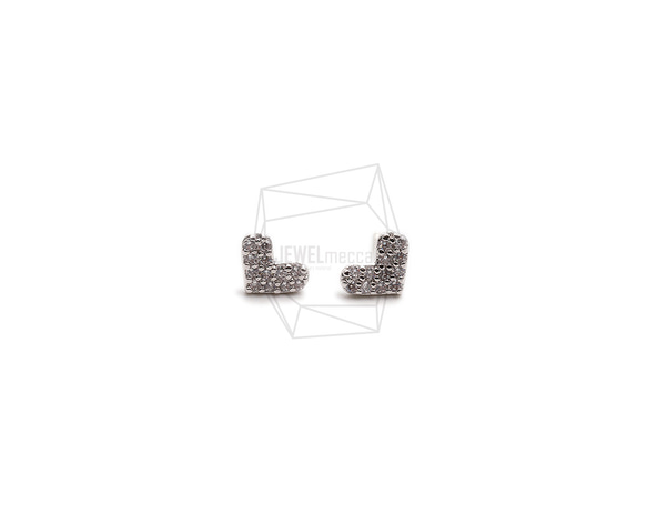 ERG-2260-R【2個入り】ハートキュービックピアス,heart Cubic Post Earring