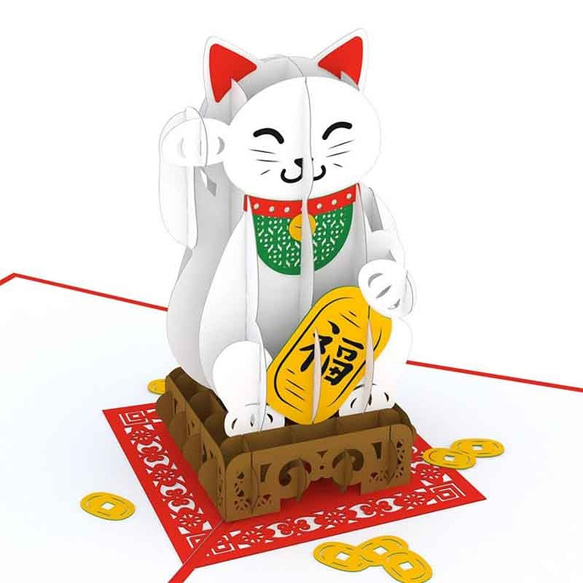 ポップアップグリーティングカード　Lucky Cat Classic