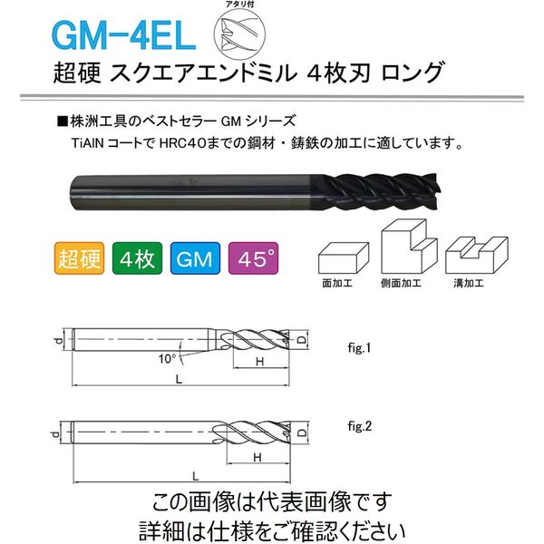 株洲ダイヤモンド切削工具 超硬 スクエアエンドミル 4枚刃 ロング GM-4EL-D16.0 1本（直送品）