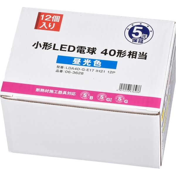 オーム電機 LED電球 小形 E17 40形相当 12個入