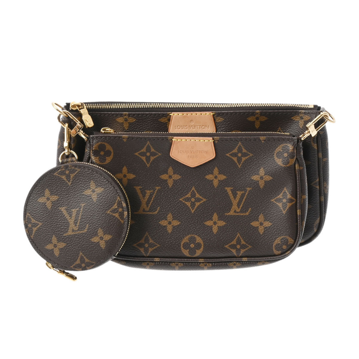 LOUIS VUITTON ルイヴィトン モノグラム ミュルティ ポシェット アクセソワール カーキ M44813 レディース モノグラムキャンバス ショルダーバッグ Aランク 中古 