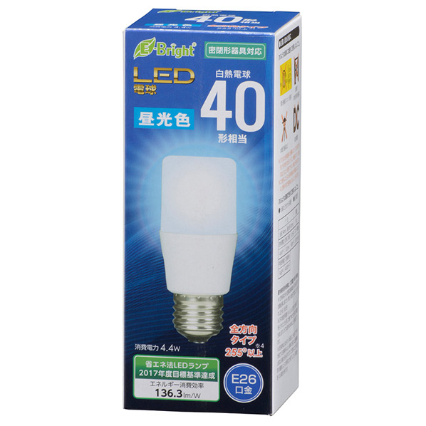 オーム電機 LED電球 E26口金 全光束600lm(4．4W T形 全方向タイプ) 昼光色相当 LDT4D-G AG20