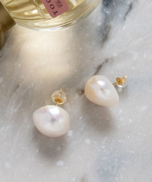 【WEB限定】NUANCE PEARL PIERCED EARRINGS L K18淡水パール ピアス L