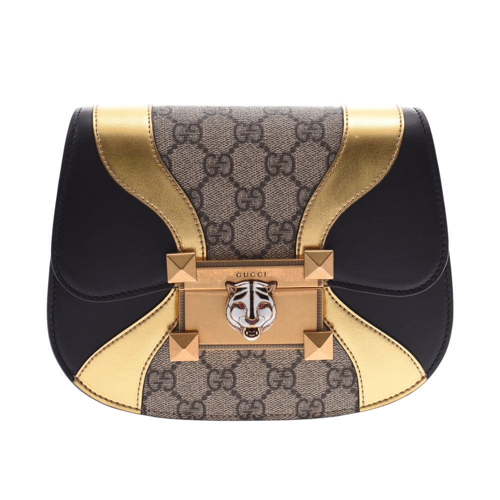 GUCCI グッチ GGショルダー バッグ  オシリド 黒/ゴールド 500781 レディース PVC/カーフ ショルダーバッグ 新同 中古 