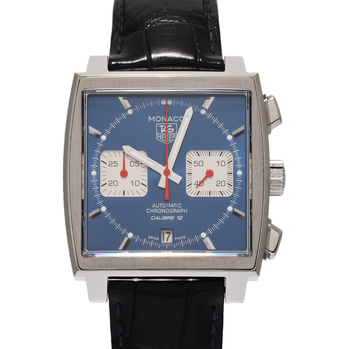 TAG HEUER タグホイヤー モナコ クロノグラフ CAW2111.FC6183 メンズ SS/アリゲーター 腕時計 自動巻き ブルー文字盤 未使用 