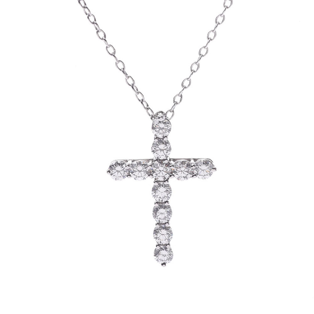 TIFFANY&Co. ティファニー スモールクロス レディース PT950/ダイヤ ネックレス Aランク 中古 