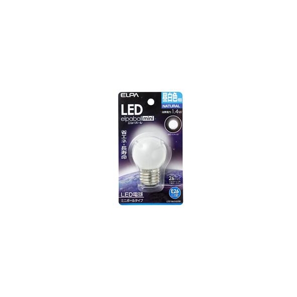 エルパ LED電球 E26口金 全光束60lm(1．4Wミニボールタイプ相当) 昼白色 1個入り elpaball mini LDG1N-G-G250