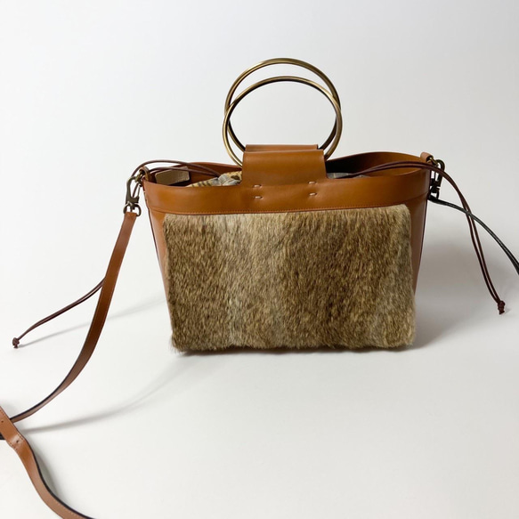 【20%オフ】Epidote  Ring Bag （Real rabbit fur）ショルダーベルト付き