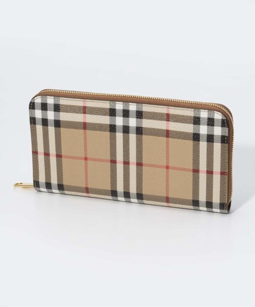 バーバリー BURBERRY 8070598 長財布 LS ELMORE DFC レディース 財布 チェック＆レザー ラウンドジップウォレット エルモア ラウン