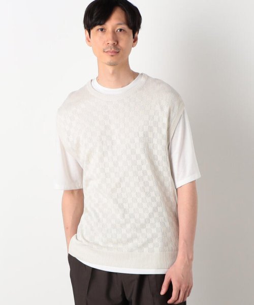 【セットアイテム】Ｔシャツ ＋ 透かし編み ニットベスト