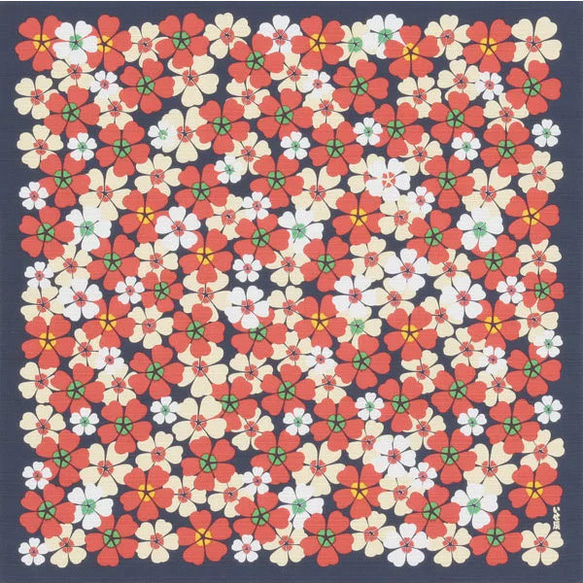 風呂敷　ふろしき いせ辰　花　綿100％ 　紺　50cmx50cm