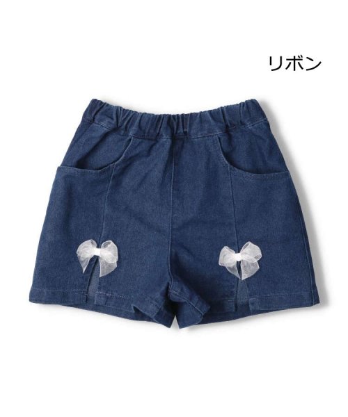 【子供服】 crescent (クレセント) リボン・レースデニムショートパンツ 80cm～140cm N43116