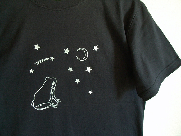 カエルさんTシャツ　星に願いを☆【ネイビー】