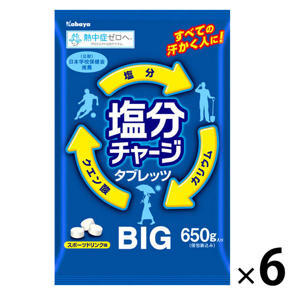 塩分チャージタブレッツBIG 1セット（1袋×6） カバヤ食品 塩タブレット 塩分補給