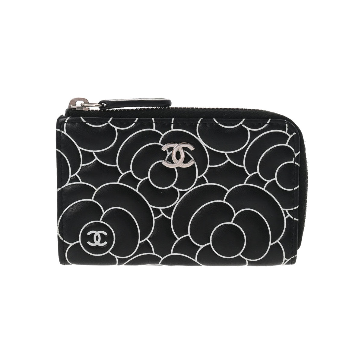 CHANEL シャネル カメリア  黒 A82334 レディース ラムスキン コインケース Aランク 中古 