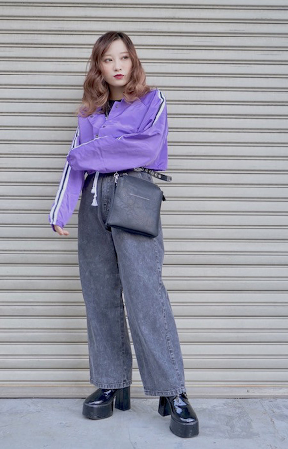 Line Sleeve Nylon Short Jacket (lilac) ジャケット パープル 紫 ストリート