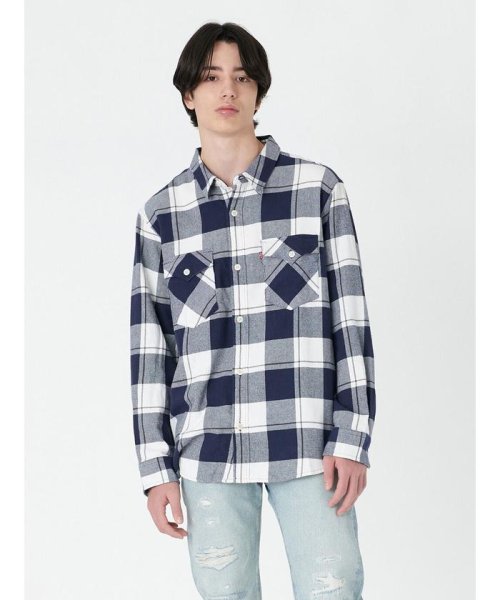 リラックスフィット ウエスタンシャツ ブルー GOUGH PLAID