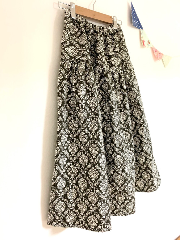 ＊Damask♪マキシティアードスカート（charcoal gray)＊