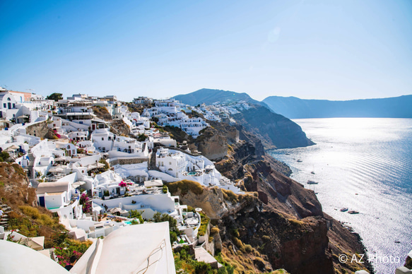 写真ポストカード　ギリシャ・サントリーニ島の風景【A4写真用紙プリント可能（額なし）】