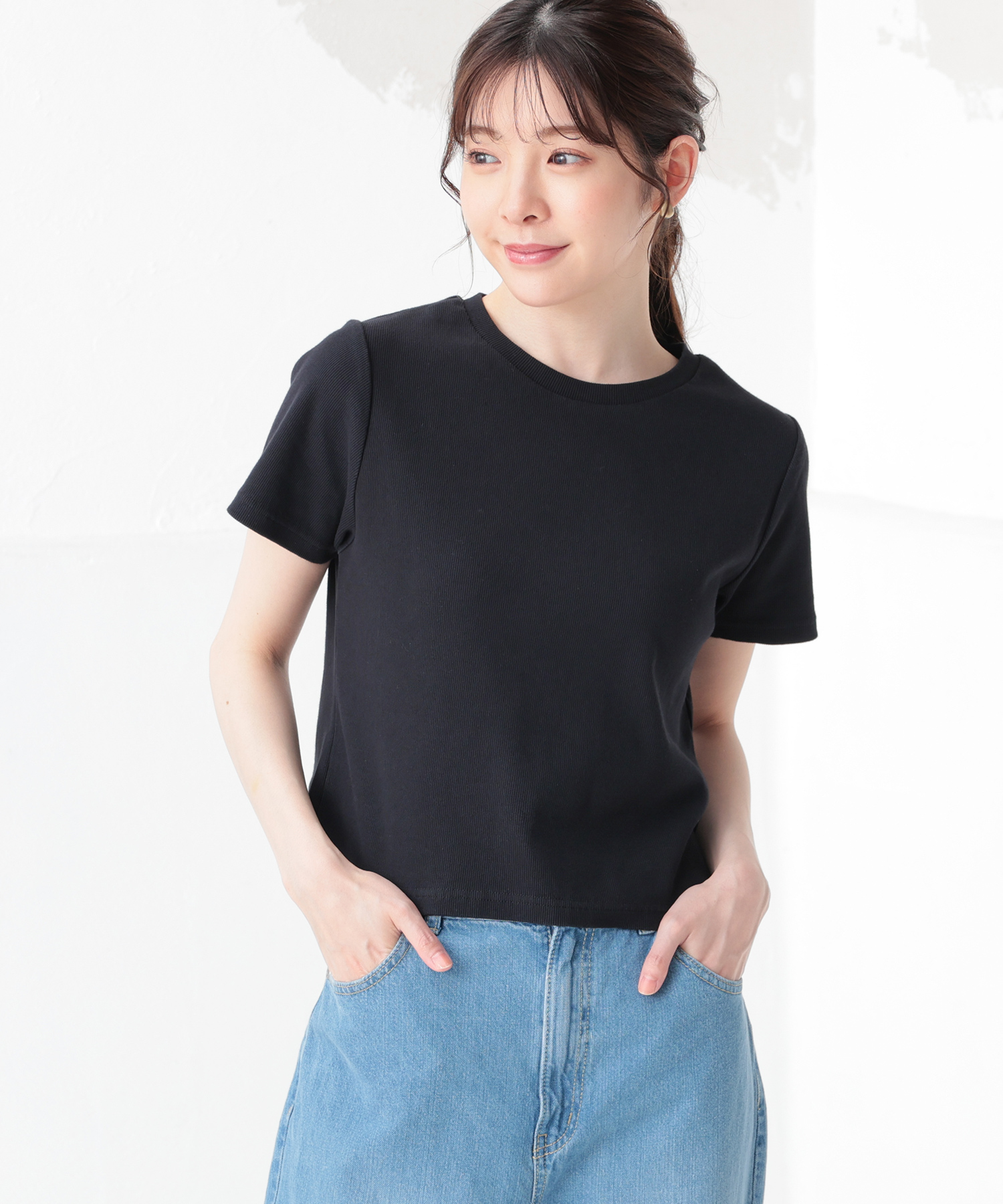 コルザ/コンパクトトップス トップス Tシャツ カットソー レディース 白 黒 無地 ボーダー