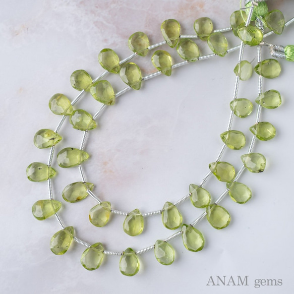 【25粒】ペリドット ペアシェイプ カット ビーズ (ビーズ素材)★ANAM gems