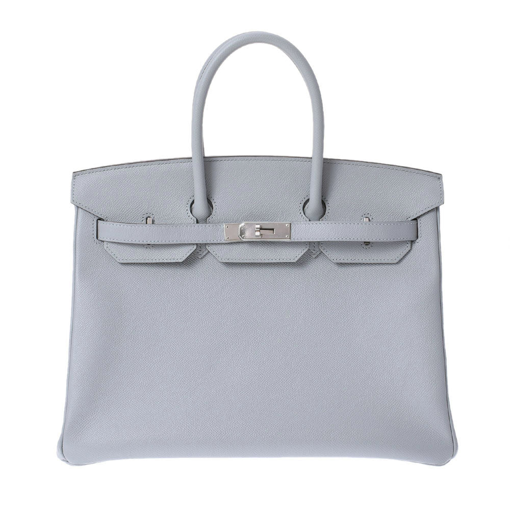 HERMES エルメス バーキン35 ブルーグラシエ シルバー金具 T刻印(2015年頃) レディース ヴォーエプソン ハンドバッグ Aランク 中古 