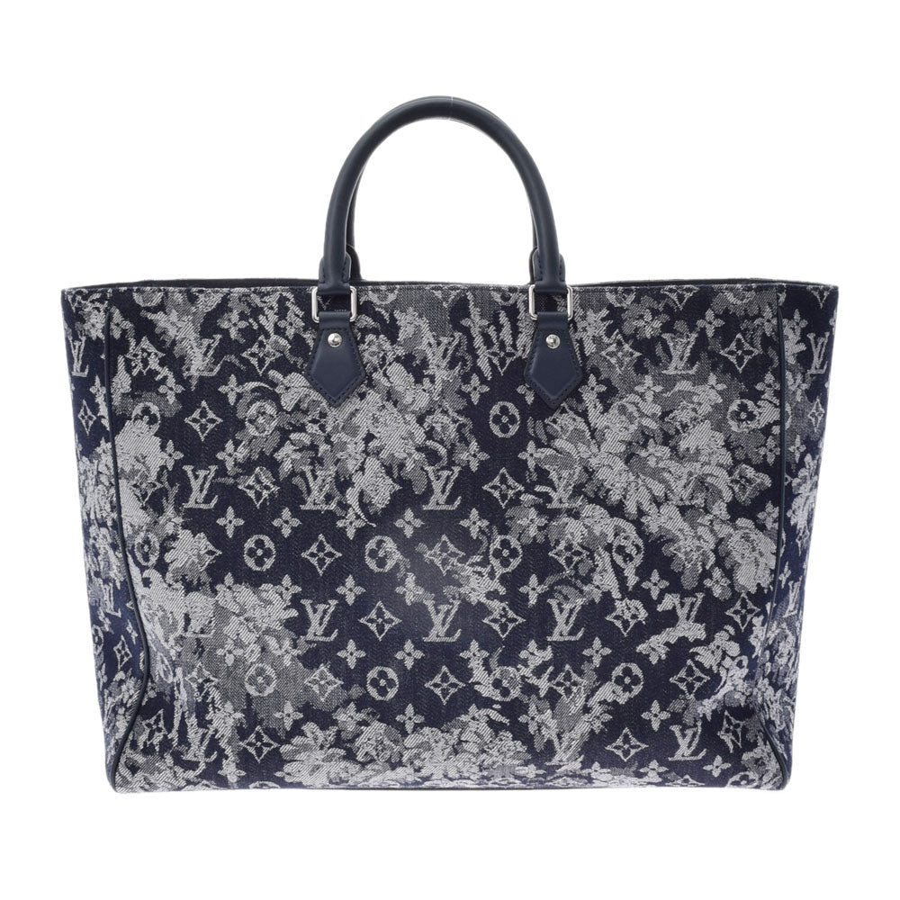 LOUIS VUITTON ルイヴィトン モノグラム タペストリー グランサック ネイビー M57284 メンズ  モノグラムタペストリーキャンバス トートバッグ Aランク 中古 