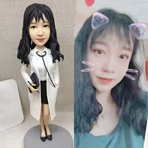 【オーダーメイド】お写真入から 3D 肖像画 似顔絵 人形 フィギュア 彼氏 彼女 誕生日ケーキトッパー医者 カップル