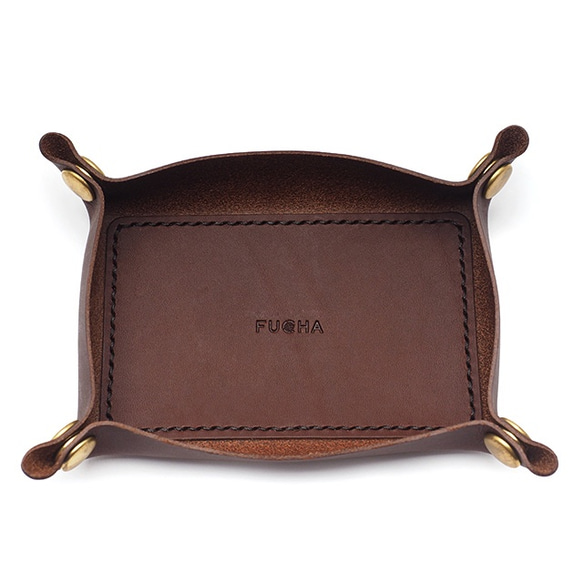 ■ラッピング無料■　リスシオレザーで仕立てたトレイ/LEATHER TRAY BROWN　茶