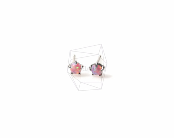 ERG-402-R【2個入り】CZスタッドピアス,Pink CZ Stud Earring Post