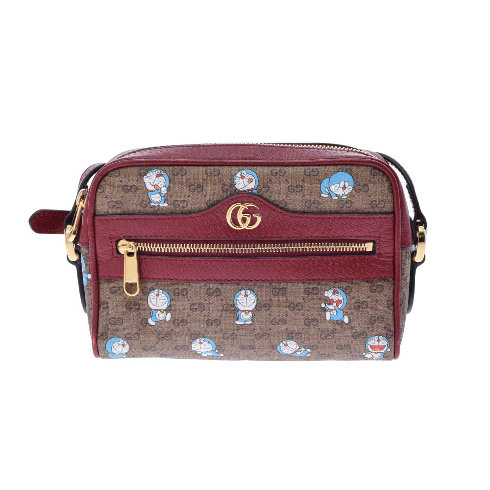 GUCCI グッチ ドラえもんコラボ ボルドー/ブラウン 647784 レディース マイクロ GGスプリーム ショルダーバッグ ABランク 中古 