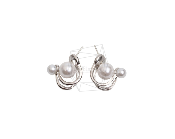 ERG-2674-R【1set】パール.ピアス/Pearl Round Post Earrings