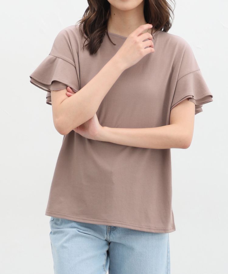 ハニーズ/フリル袖Ｔシャツ Tシャツ カットソー きれいめ レディース 半袖 おしゃれ 人気 綿