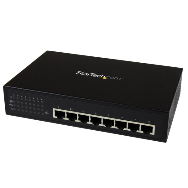 8ポートGbE対応スイッチングハブ 7ポートPoE給電対応　IES81000POE　1個　StarTech.com（直送品）