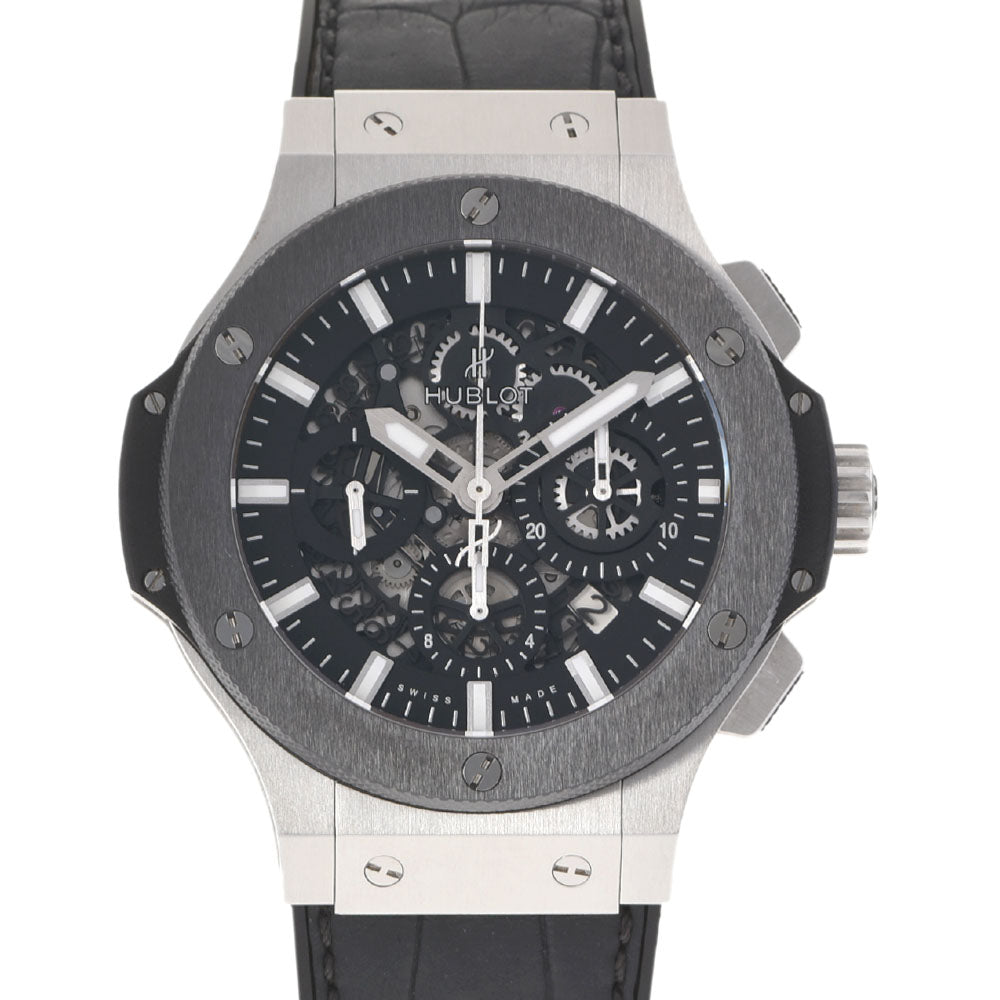 HUBLOT ウブロ ビッグバン アエロバン スチールセラミック 311.SM.1170.GR メンズ SS/セラミック/ラバー/革 腕時計 自動巻き 黒文字盤 Aランク 中古 