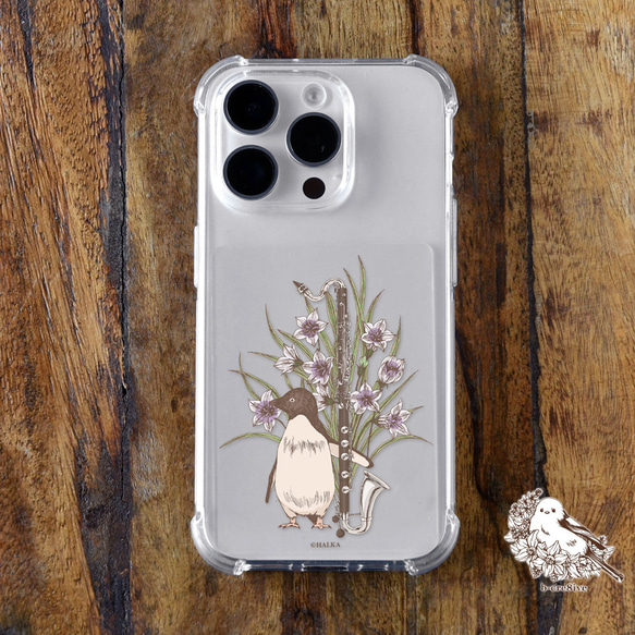 インナーシート iPhone Android スマホ クリアケース アレンジに ペンギン 花 ボタニカル かわいい 楽器