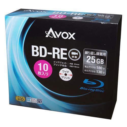 テクタイト BE130RAPW10A 録画用ブルーレイディスク BD-RE(SL:一層) 25GB 10枚スリムケース