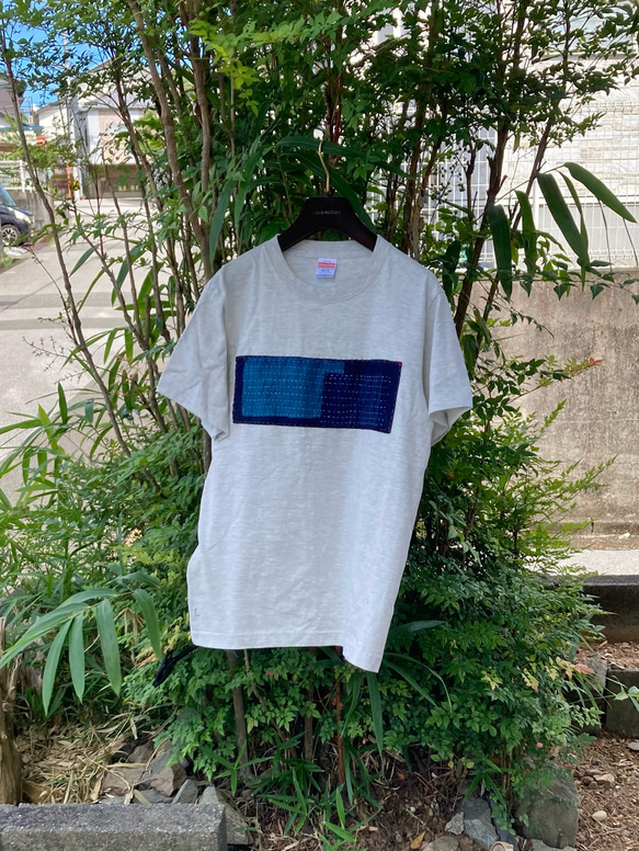 623 size S 襤褸　tシャツ 古布　リメイク　藍染　藍染め　パッチワーク　刺し子　刺子　ヴィンテージ　オリジナル