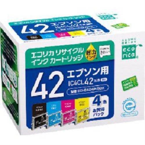 エコリカ ECI-E424P／BOX エプソン IC4CL42 互換リサイクルインクカートリッジ 4色パック